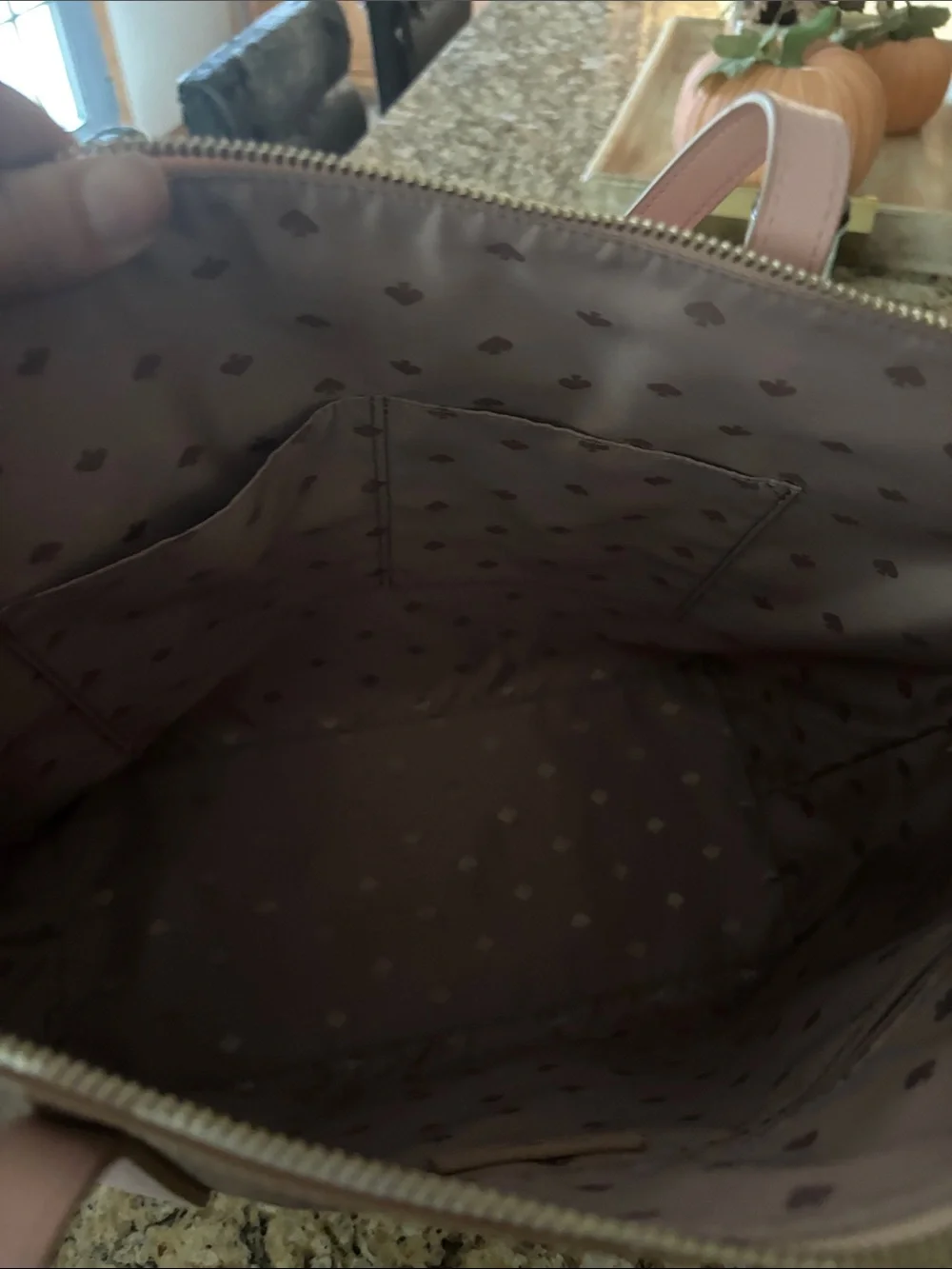 kate spade rose gold shimmer tote with blush straps